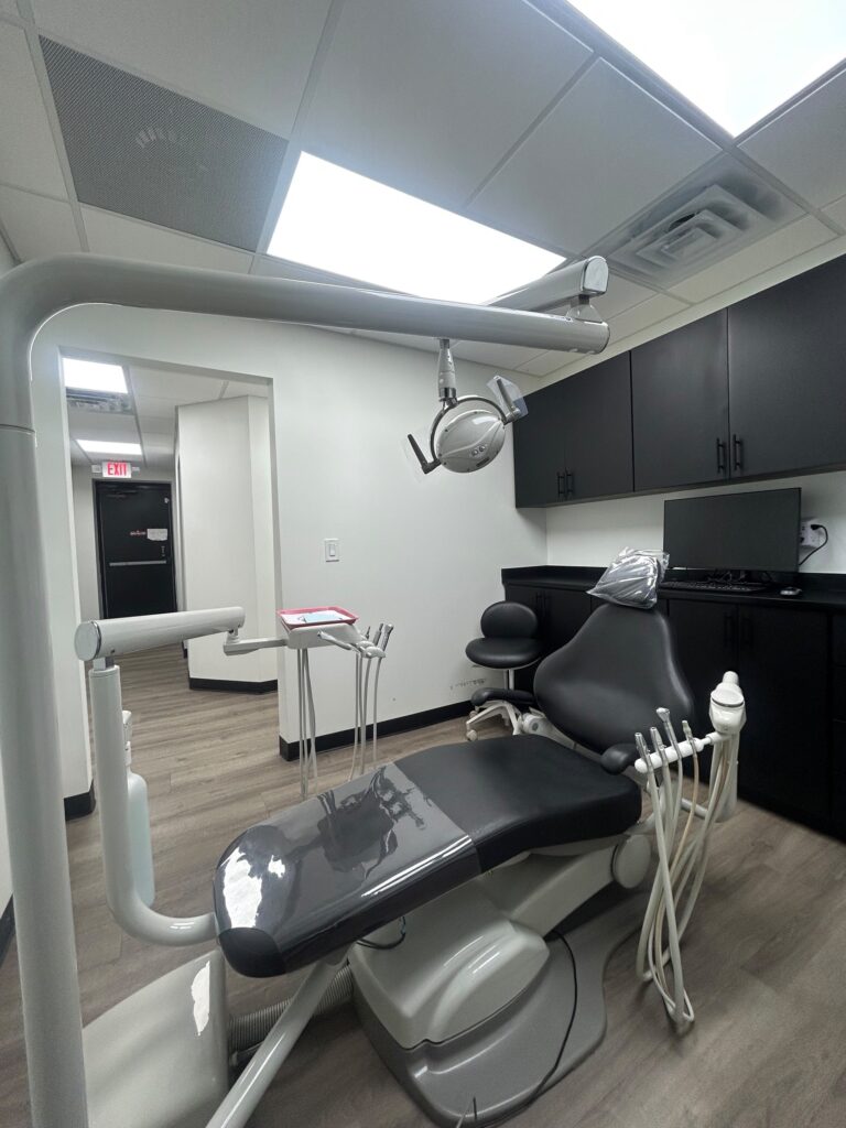 Dental operatory looking through to the hallway at Motor City Dental Group in Southwest Detroit
